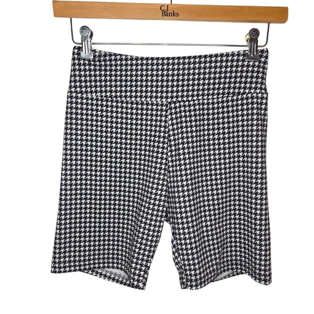 ModCloth Black & White Houndstooth High-Waisted Bike Shorts - Size M NWOT